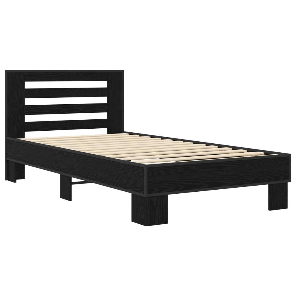 Bed Frame with Headboard Black Oak 80 x 200 cm