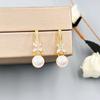Fashion Light Luxury Creative Simple Niche Earrings Classic Four-Leaf Clover Pearl Zircon Earrings Earrings Spot