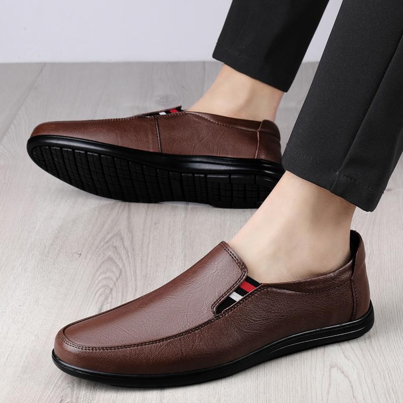 Black Shoes Men  Soft  Man Shoes High Quality Casual Genuine Leather Boat Shoes Men Flats  Driving Shoes