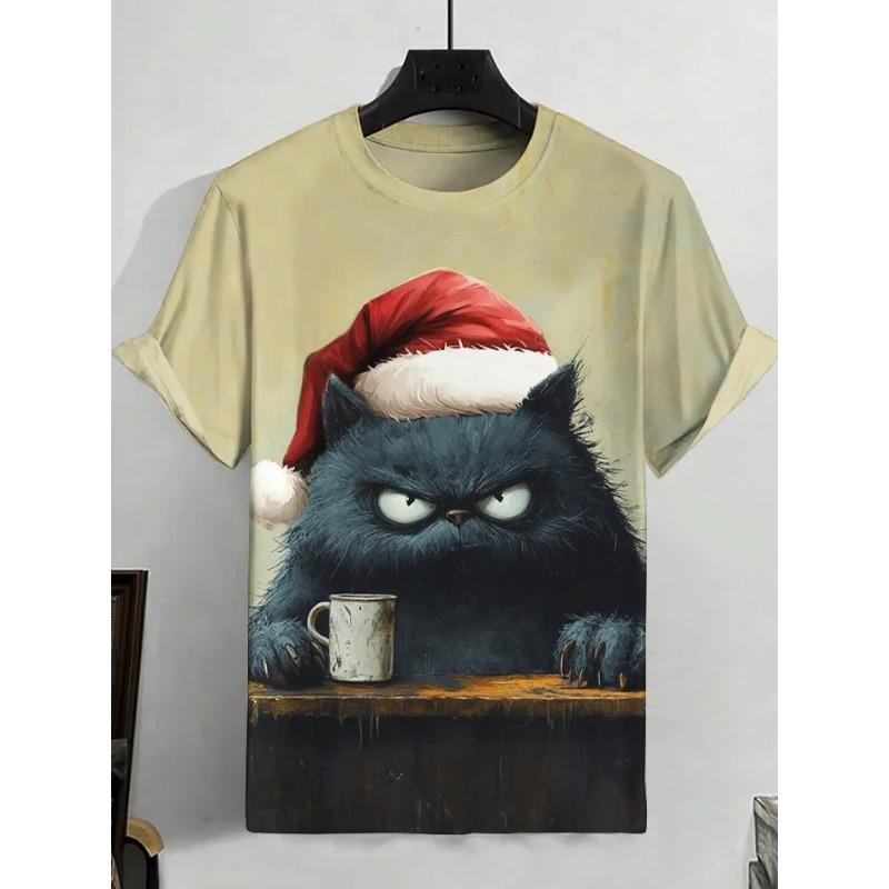 

Men s Funny Animal Cat Printed T Shirts Short Sleeved Tee Tops 3D Print O-Neck Shirts Party Summer Casual Men s Clothing Apparel 3XL