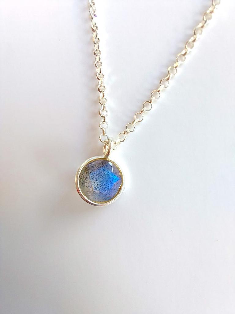 Labradorite Stone Necklace, Sterling Silver 925 Labradorite Gemstone Pendant