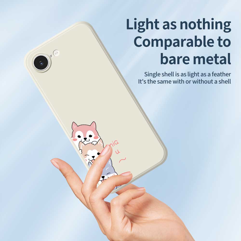 For iPhone 16e Case 3 Cute Dogs Pattern Printing Straight Edge TPU Phone Back Cover