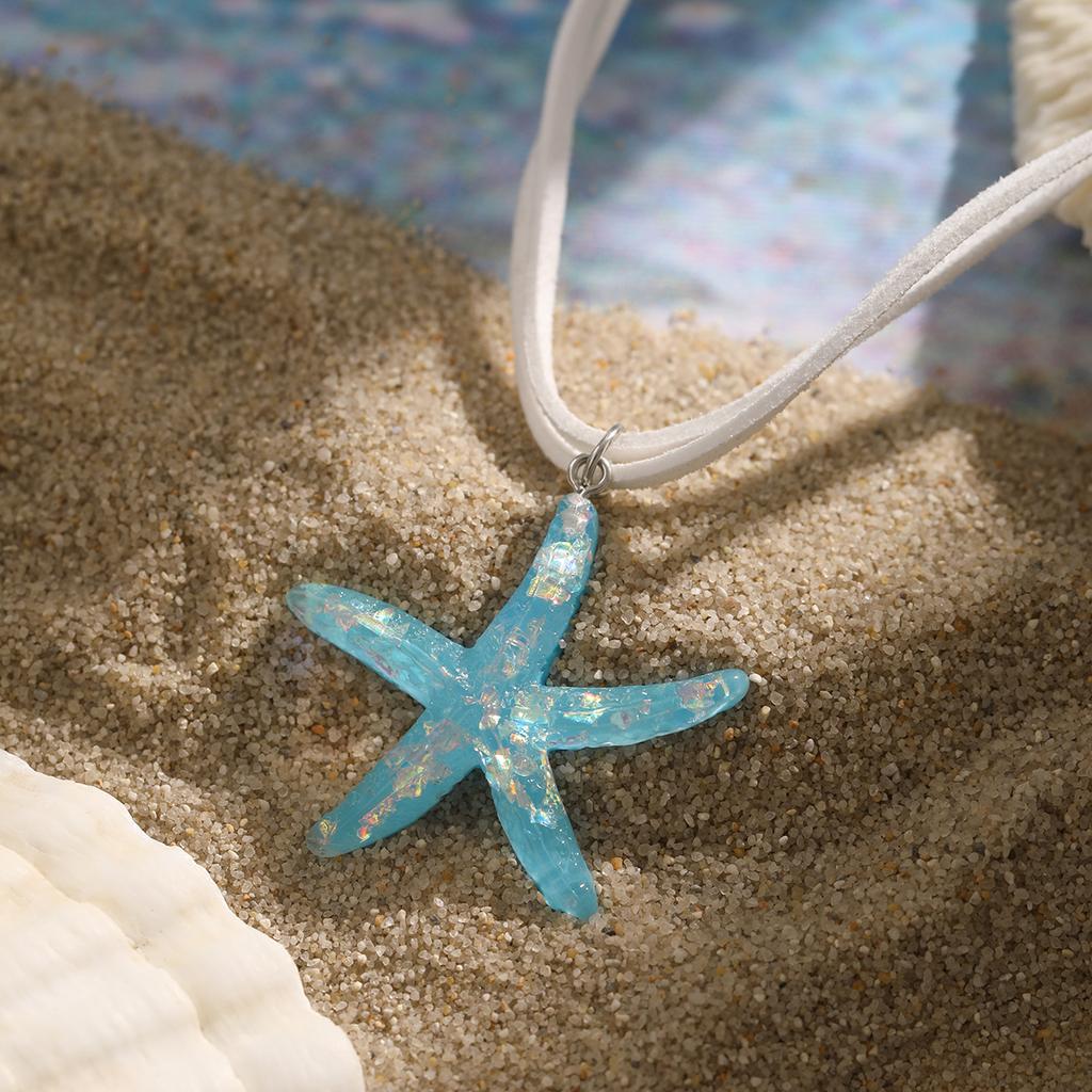 Y2k Large Resin Starfish Pendant Necklace for Women Trendy Summer Beach Vacation Jewelry On Neck 2025 Fashion Accessories Female