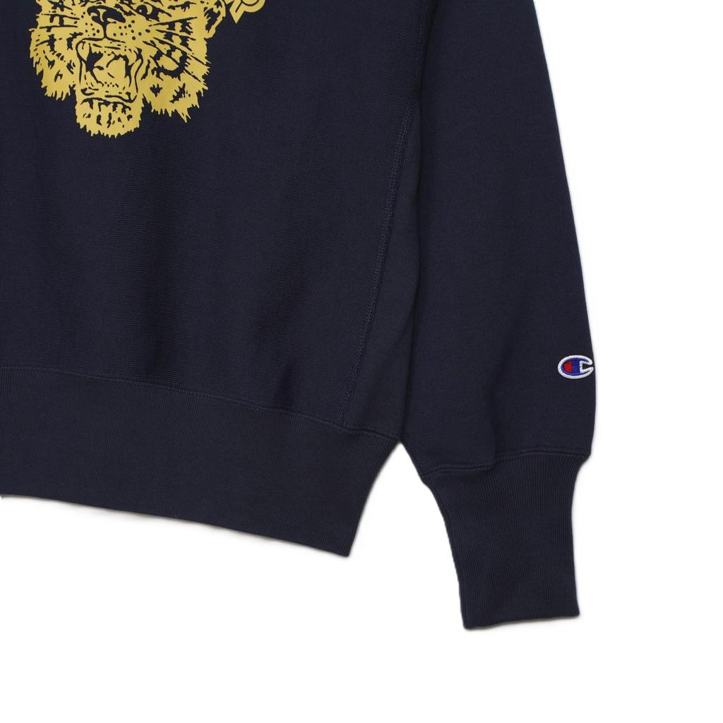 Felpa Donna Champion Manica Lunga Spazzolata Relax Grafica REVERSE Girocollo Blu Scuro, 11,5 oz, Pile, Vestibilità, Stampa, Felpa WEAVE®, CW-C003,