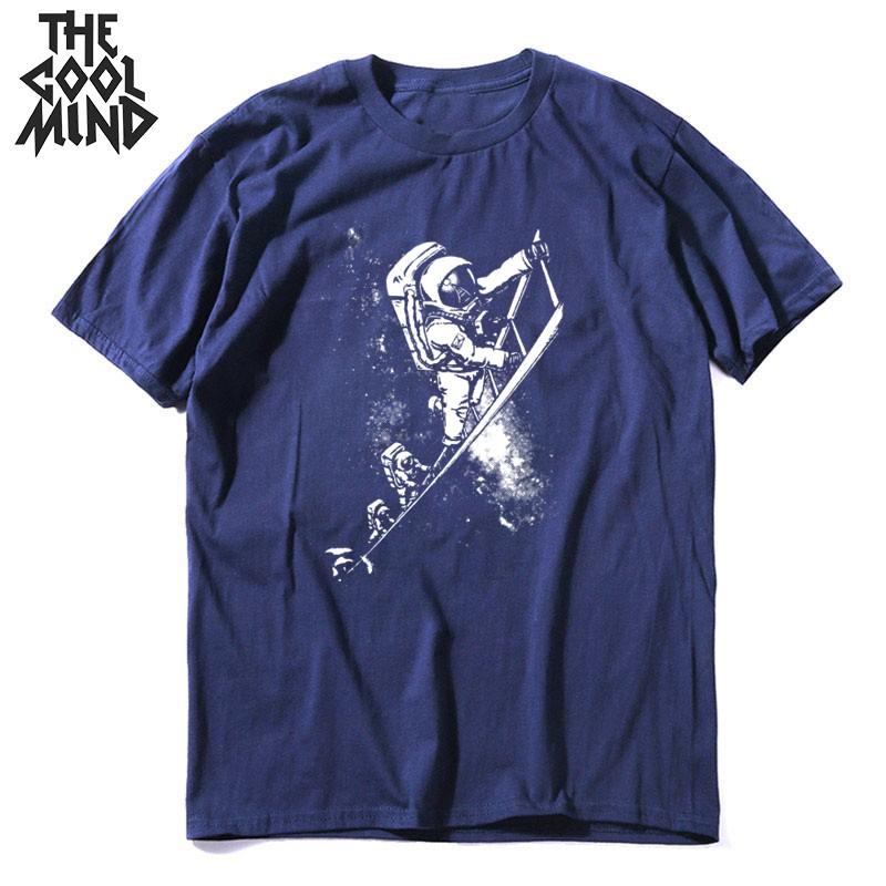 COOLMIND 100% Cotton Short Sleeve Summer Space Moon Men T Shirt Casual Summer Loost Men Tshirt Cool t-shirt Male Mens Tee Shirt