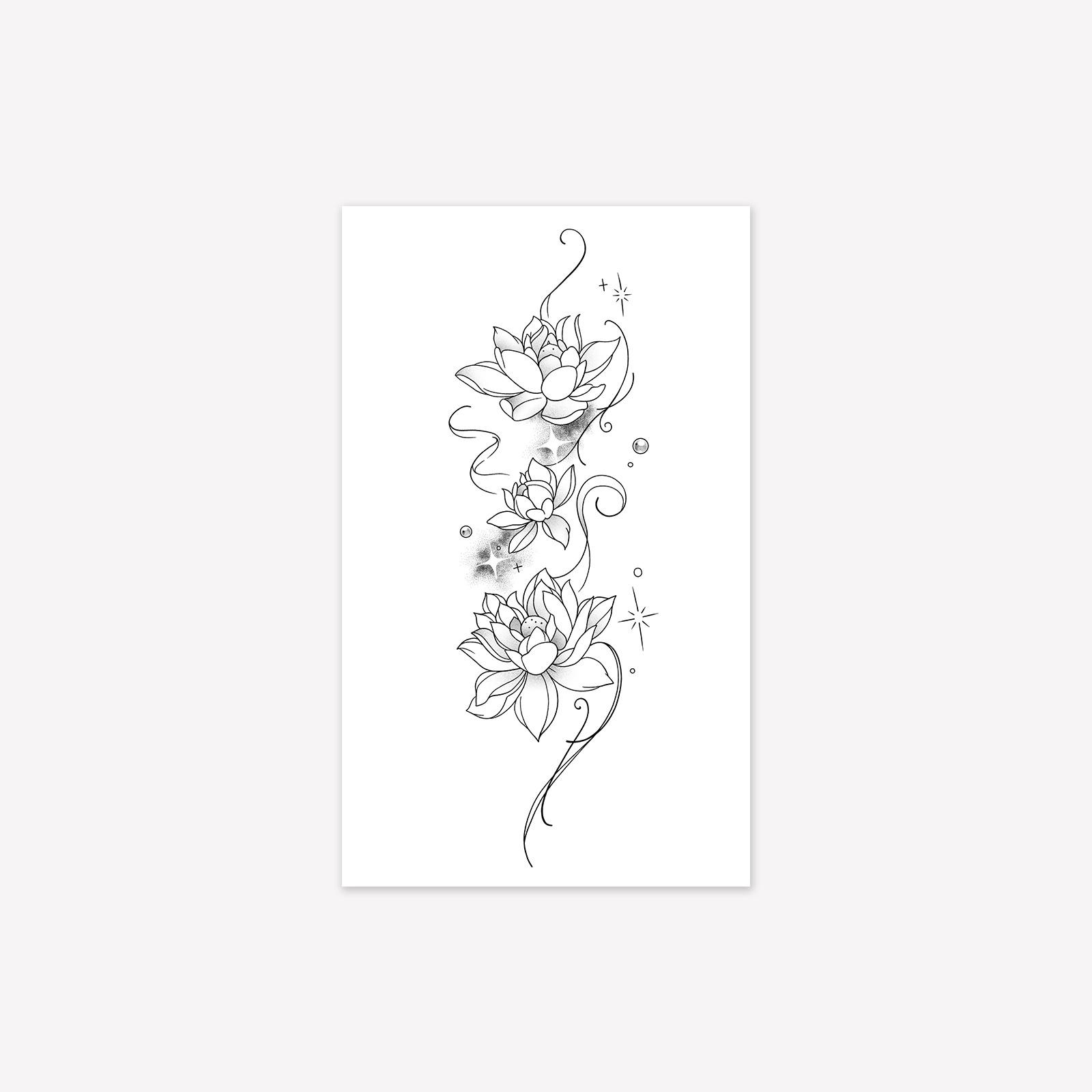 

Line Lotus Tattoo Sticker Waterproof And Long-Lasting Literary Arm Model Simulation Tattoo Sticker 9*15