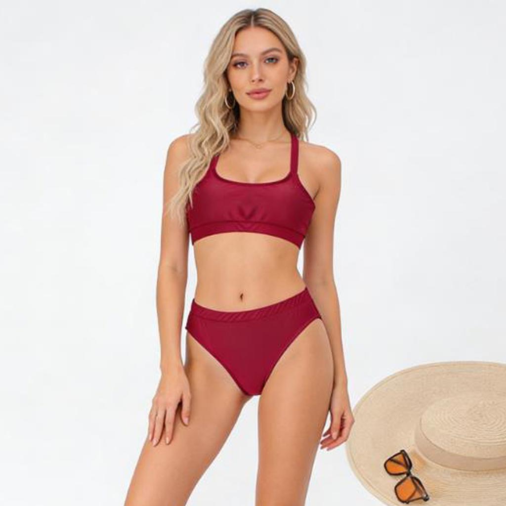 Tween Girls Two Piece Bikini Set Sporty Tank Bralette Top High Waist Bottom Adjustable Straps Swimwear 10 18 Years