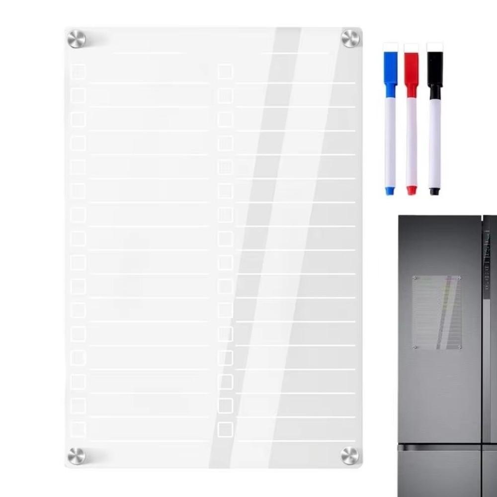 Wiederverwendbarer Kühlschrank-Wochenkalender Transparent mit 3/8 Markern Löschbares Memo-Board Multifunktionales Abnehmbares Planungs-Notizbrett