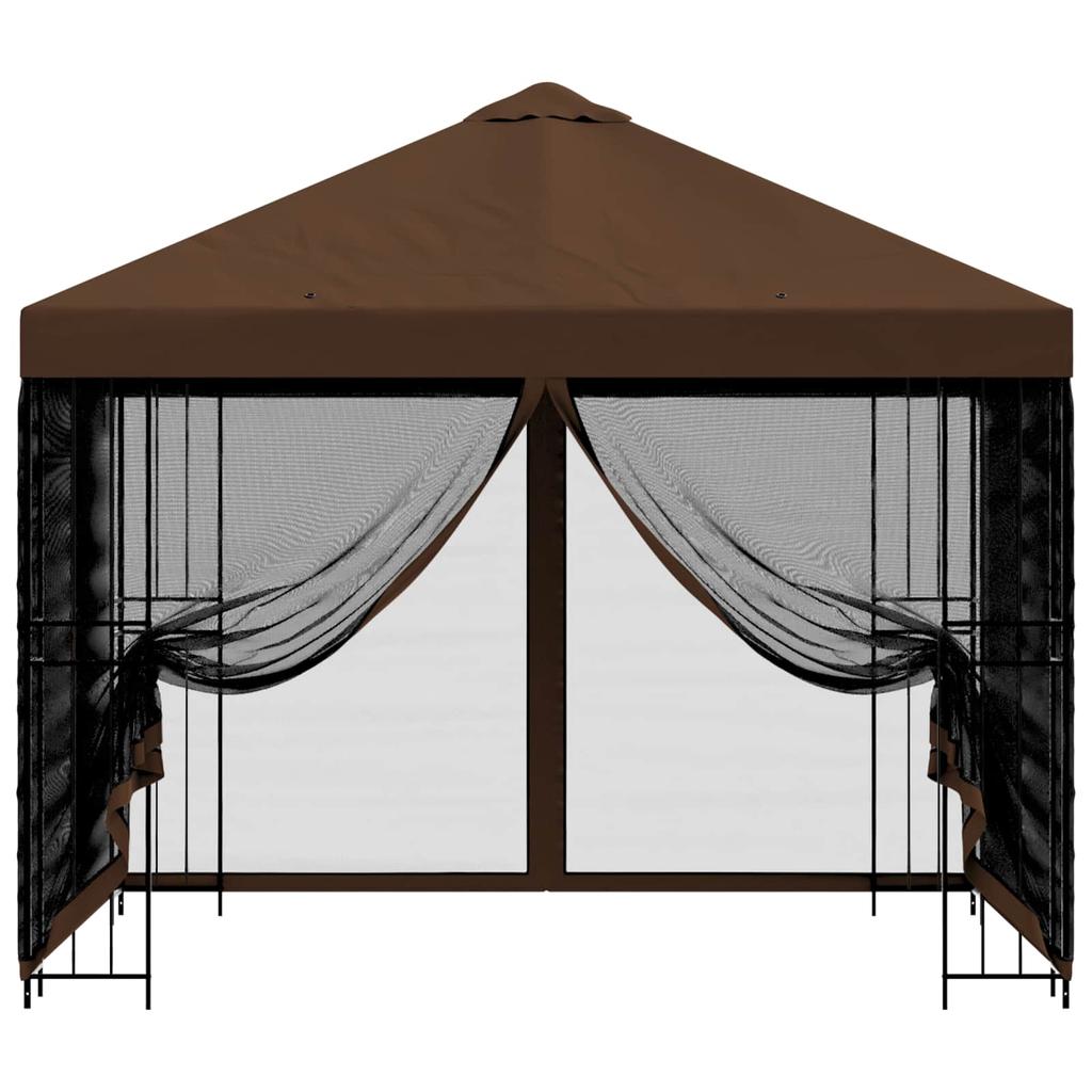 Garden Pavilion with Side Walls 3 X 3 M Brown