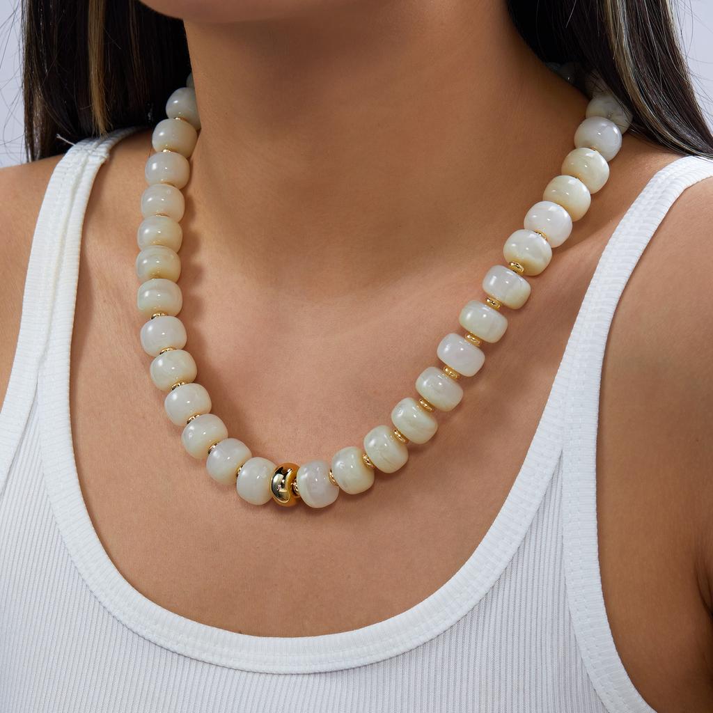 Boho Colorful Acrylic Beaded Necklace For Women Candy Color Chunky Round Resin Beads Choker Beach Vacation Seaside Daily Jewelry