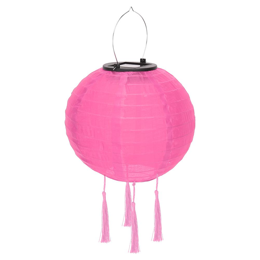 8 inch Waterproof Solar Chinese Lantern Nylon Hanging Lamp Outdoor Festival Wedding Birthday Party Decorations Light