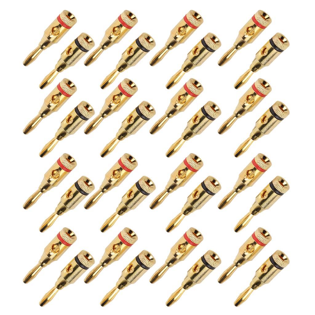 32 Stück Lautsprecher Bananenstecker Vergoldet Aluminiumlegierung Offener Schraubtyp Universell für 12 bis 18 AWG Drähte