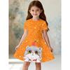 Girls Dresses Vintage Sequin Print Summer Short Sleeve Dress Children's Birthday Gift Toddler Costume Elegant Frocks