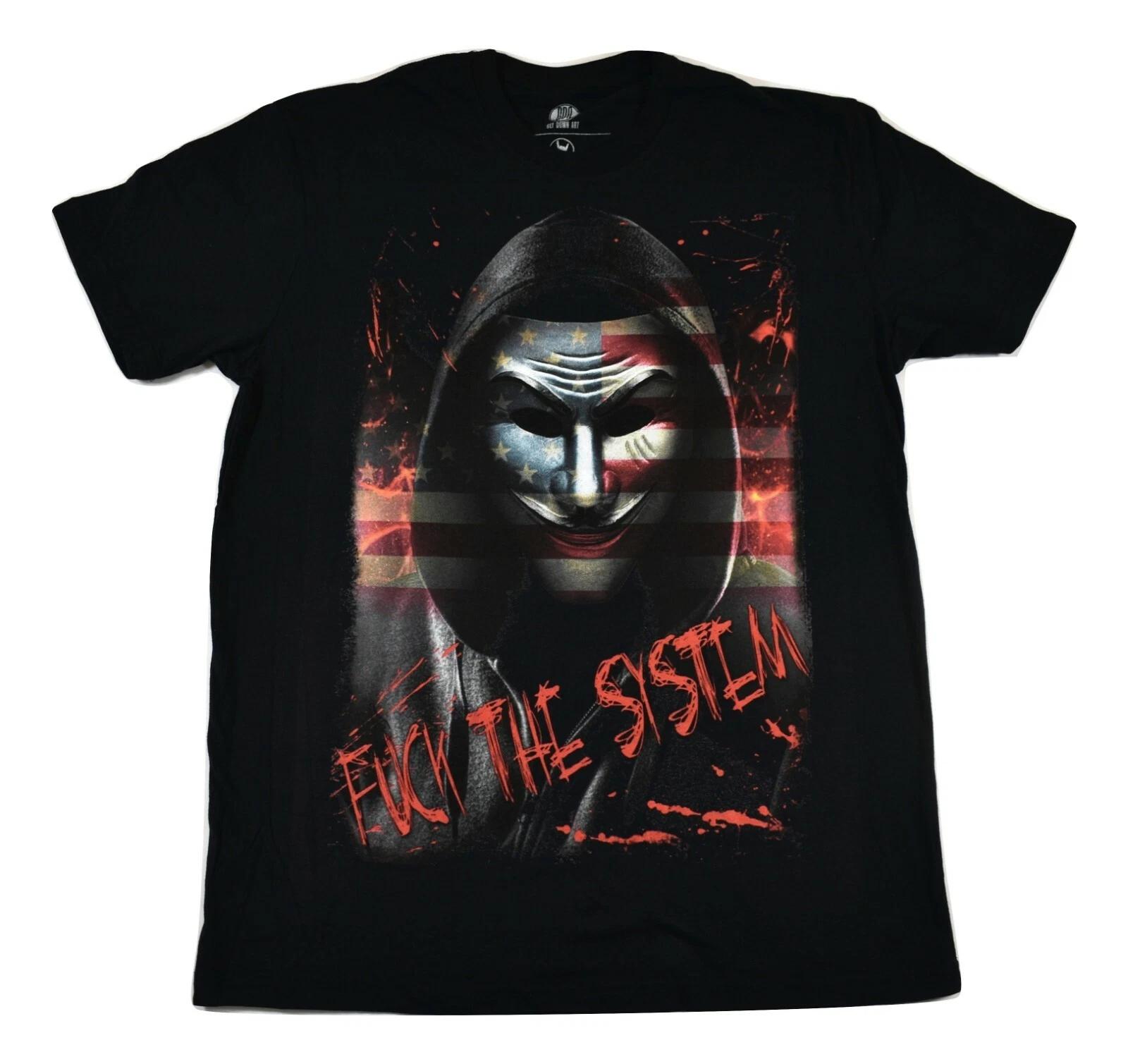 Get Down Art Mens F##K The System Vendetta By Daveed Benito Protest Shirt L, XL 2XL