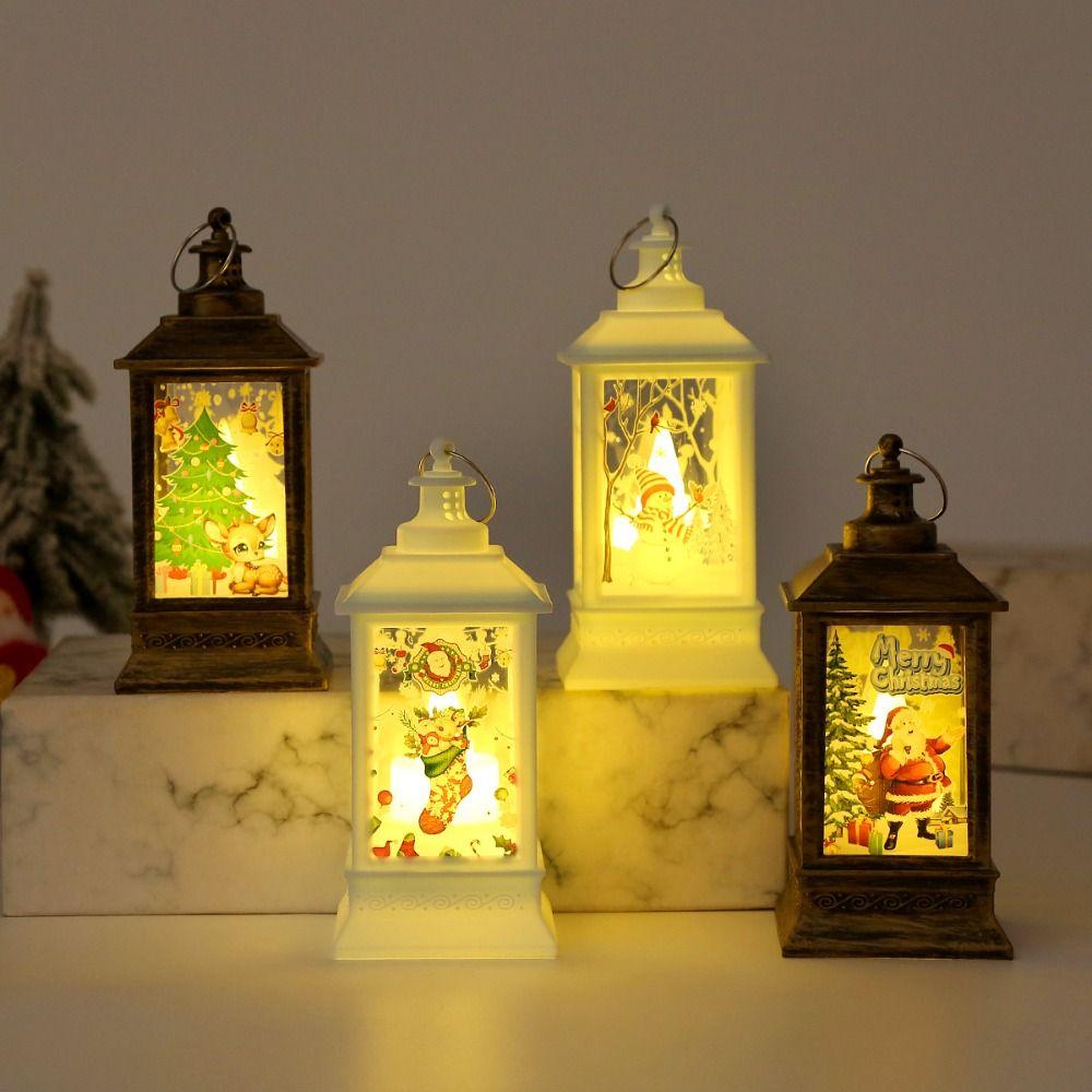 Santa Claus Snowman Glowing Christmas LED Light Portable Cute Xmas Tree Pendant Christmas Castle Exquisite Xmas Decor Party