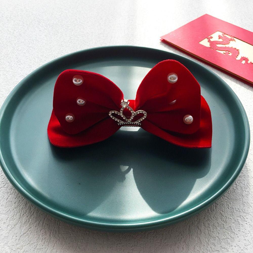 Crown Children Red Bow Hairpin Rabbit Ancient Style Hairpin Lovely Chinese New Year Headwear  Baby