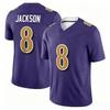 Maillot de Football Jackson Violet #8 Hommes Manches Courtes Séchage Rapide Hauts de Sport Hommes Femmes Maillots de Sport pour Matchs de Fans Assortis en Famille