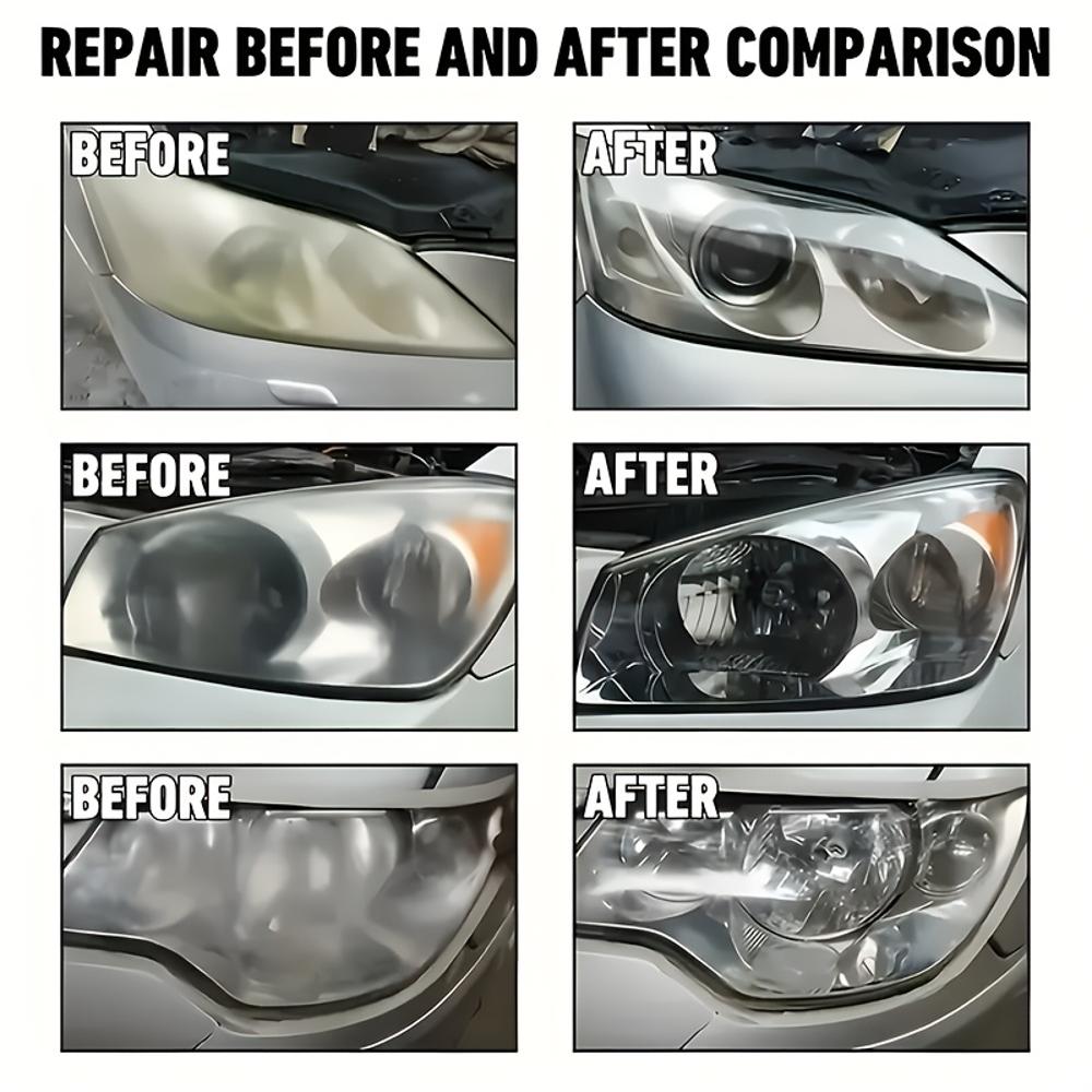 Premium Autoscheinwerfer-Restaurationsset - Universelle Scheinwerfer-Restaurations-Politurcreme, repariert Vergilbung, Beschlagen und Oxidation