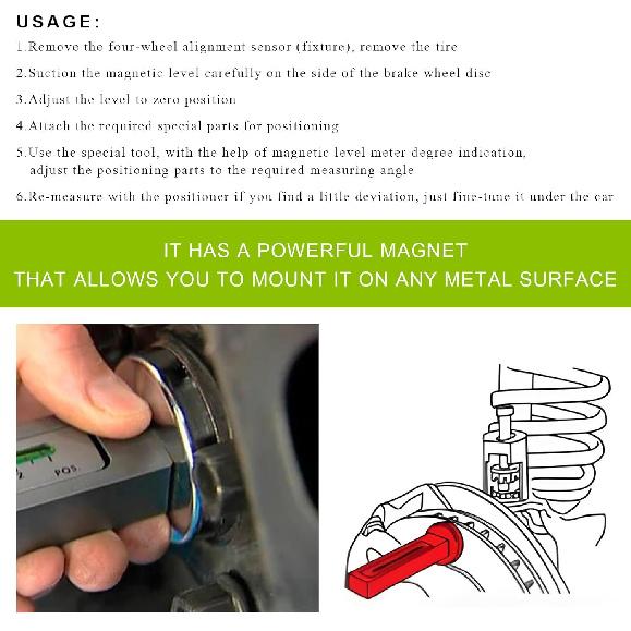 Adjustable Magnetic Gauge Tool, Automotive Camber Caster Strut Wheel Alignment Gauge, Universal Castor Strut Wheel Hub Alignment trument for Car RV