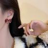 2026 Red Vintage Velvet Bowknot Earrings for Women Girls Trendy Exquisit Pearl Cystal Stud Earrings Holiday Jewelry Accessories