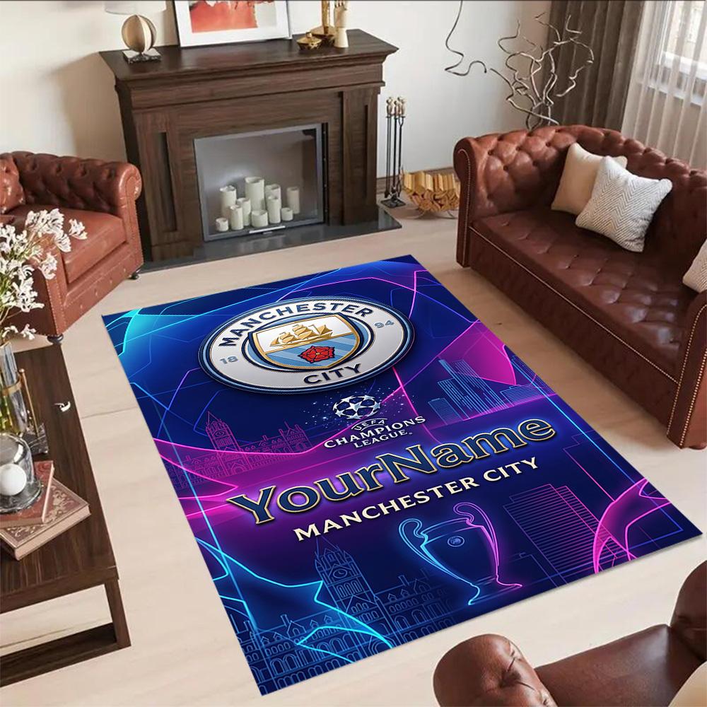 Manchester City 19 Personalized Text Area Rug Suitable for Balcony Dormitory Entryway Outdoor Antislip Carpet Decorate Offices Best for Christmas