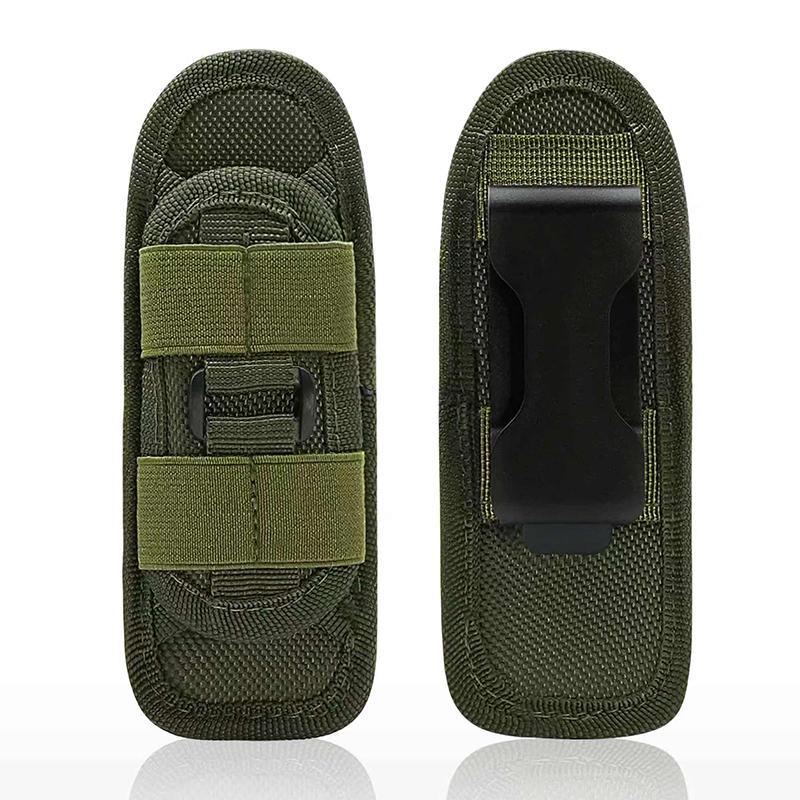 Small Duty Belt MOLLE Torch Holster, Open Top Tactical Flashlight Pouch with 360 Degree Rotation Clip for Outdoor Activities
