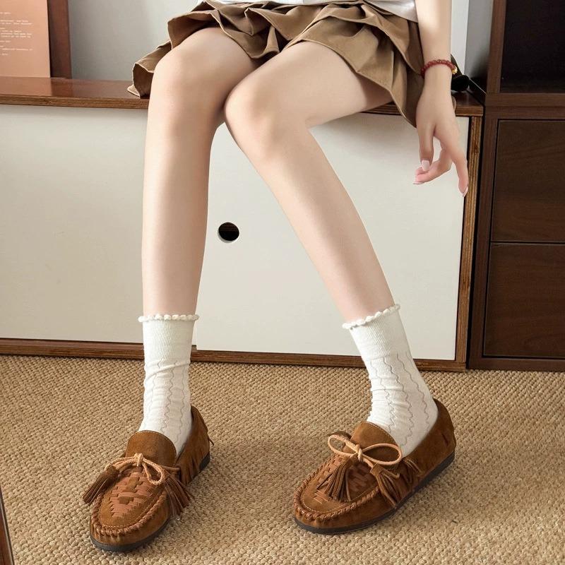 Retro brown flat bottom women's new autumn versatile loafer single shoes