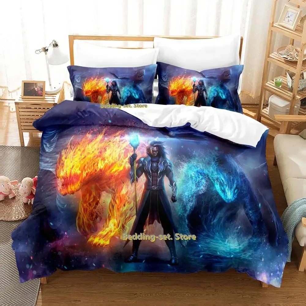 New Game Wizard Bedding Set Cartoon Anime Three-Piece Set Adult Kid Bedroom Duvetcover Sets 3D Kawaii Wizard Camas