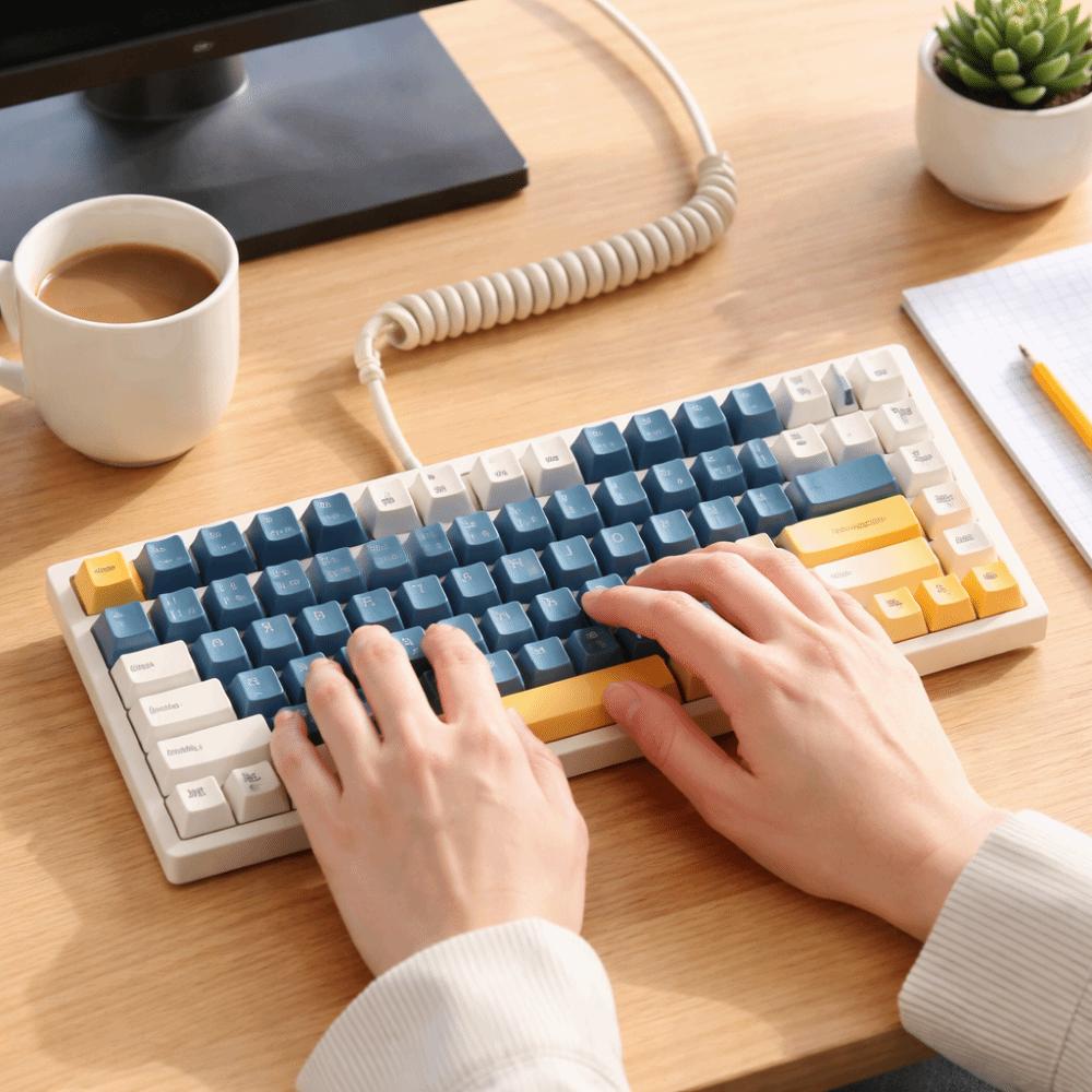 Wired Connection Gaming Mechanical Keyboard Compact Layout Ultra-Quiet Mechanical Feel Keyboard 75 Layout