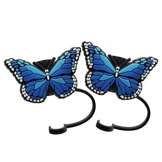 2Pcs Straw Cover Beautiful Butterfly Shape Silicone Straw Lid Food-grade Straw End Plug for Home Party Bar