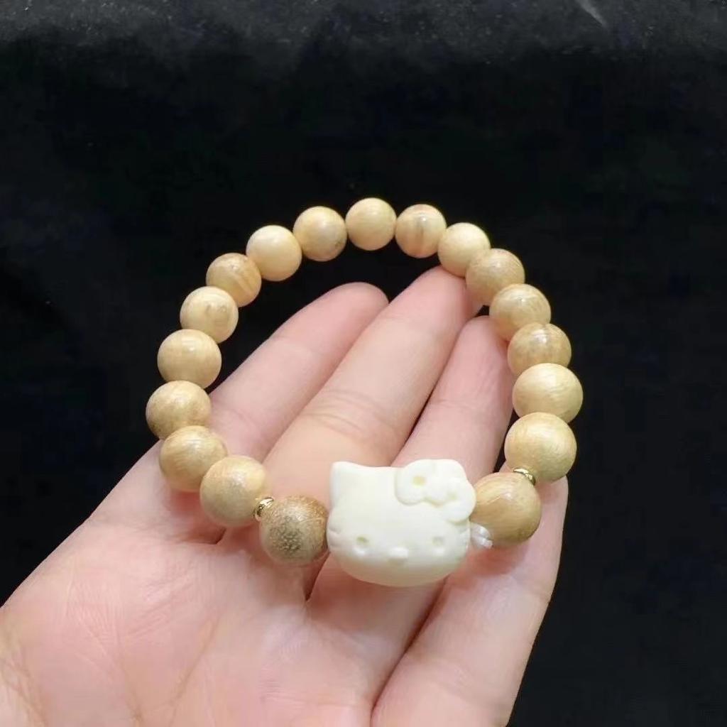 Milk Fragrant Wood Cat Head Cartoon Bracelet Milk Fragrant Wood Bracelet New Chinese Bracelet DIY Bracelet