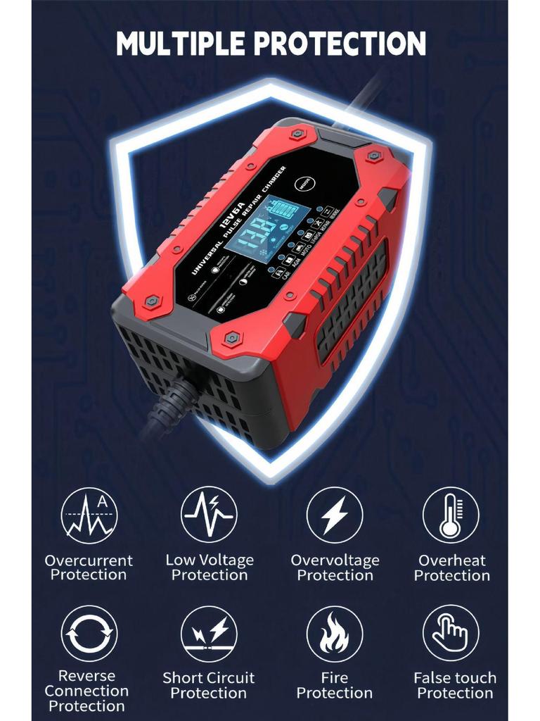 12V Car and Motorcycle Battery Charger, 6A