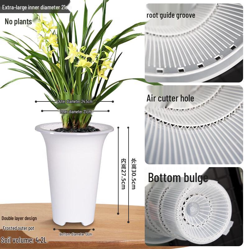 Юйчжусюнь HC Двухслойный пластиковый цветочный горшок из смолы