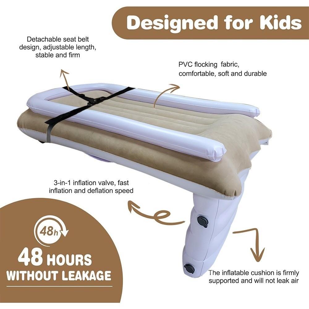 Inflatable Airplane Bed Heavy Duty Air Bed Seat Extender Safe Toddler Mattress Car Back Seat
