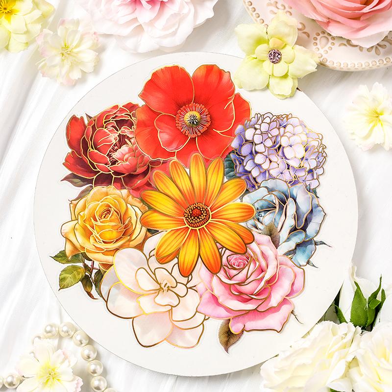 10 Pcs/pack PET Stickers Plant Flowers Decor Stationery Stickers for Junk Journal DIY Scrapbooking Label Journal Stickers