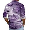 Men's Loose Fit Long Sleeve Shirt Halloween Pumpkin Print Casual Button Down Shirt Vintage Style Breathable Fabric Comfortable for Outdoor Workwear