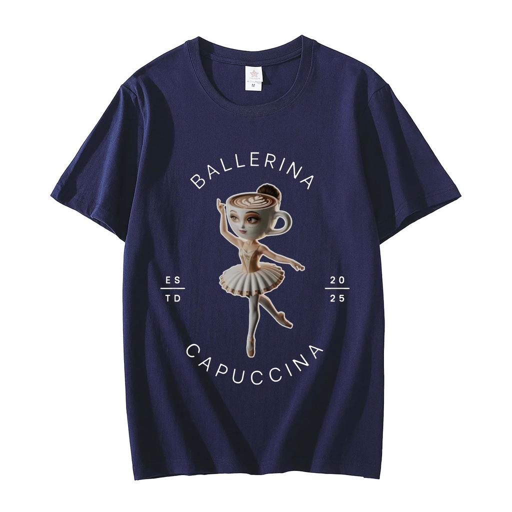 Ballerina Capuccina Funny Italian Brainrot Meme T Shirt Men Women Oversized Fashion Tshirt Summer Casual Pure Cotton Tshirts