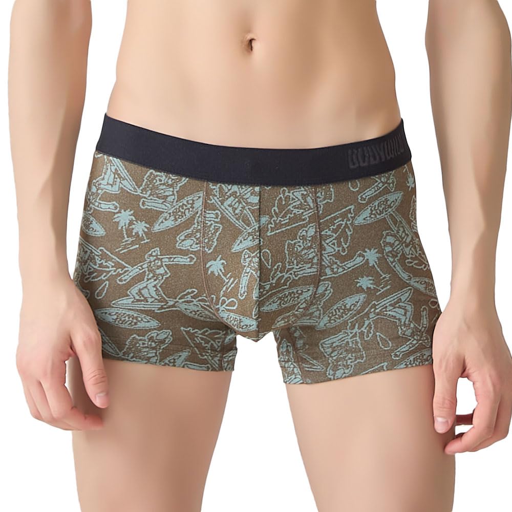 Body Wild DESIGN Jacquard Boxer Briefs with Front Dark Brown Men's Closure,