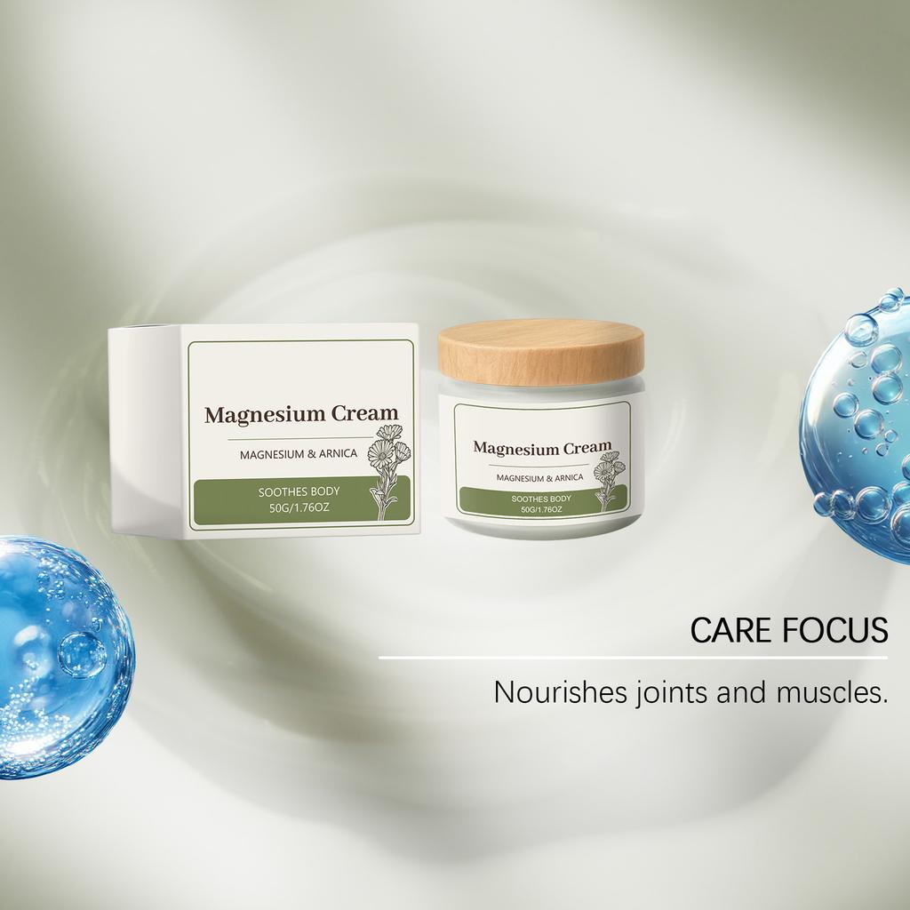 Magnesium Body Cream with Herbal Extracts for Massage and Skin Moisturizing