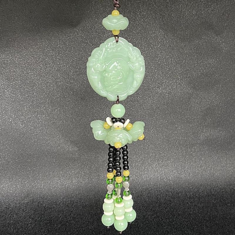 Live Broadcast New Lotus Pendant: Interior Car Decoration Imitation Green Jade for Entry/Exit