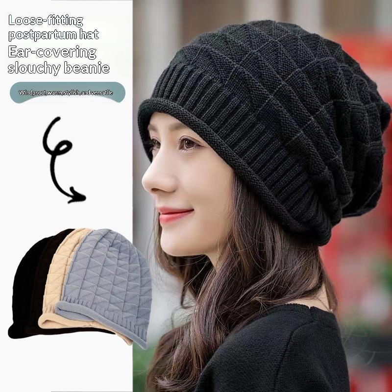 Women'S Beanie Hat Fashionable Chunky Slouch Cap With Elastic Ear Warmers Hand Washable Lightweight For Autumn
