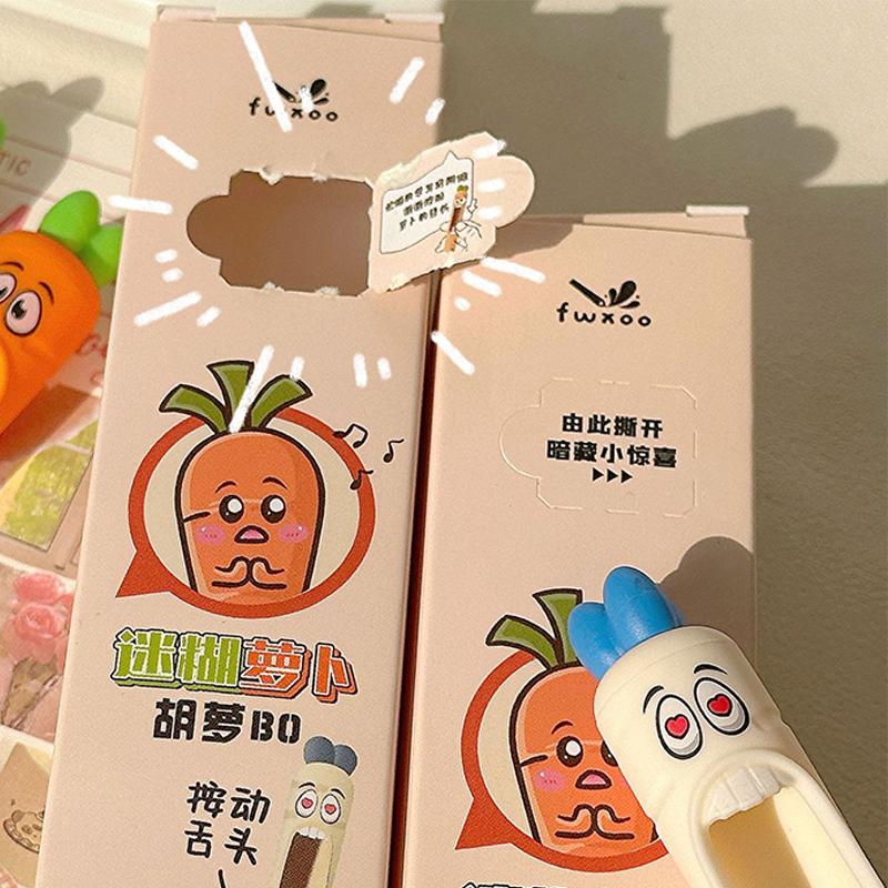Cartoon Carrot Pressing Gel Pen Funny Carrot Writing Pen Quick-Drying Neutral Pens Writing Smooth Pens Student Stationery Gifts