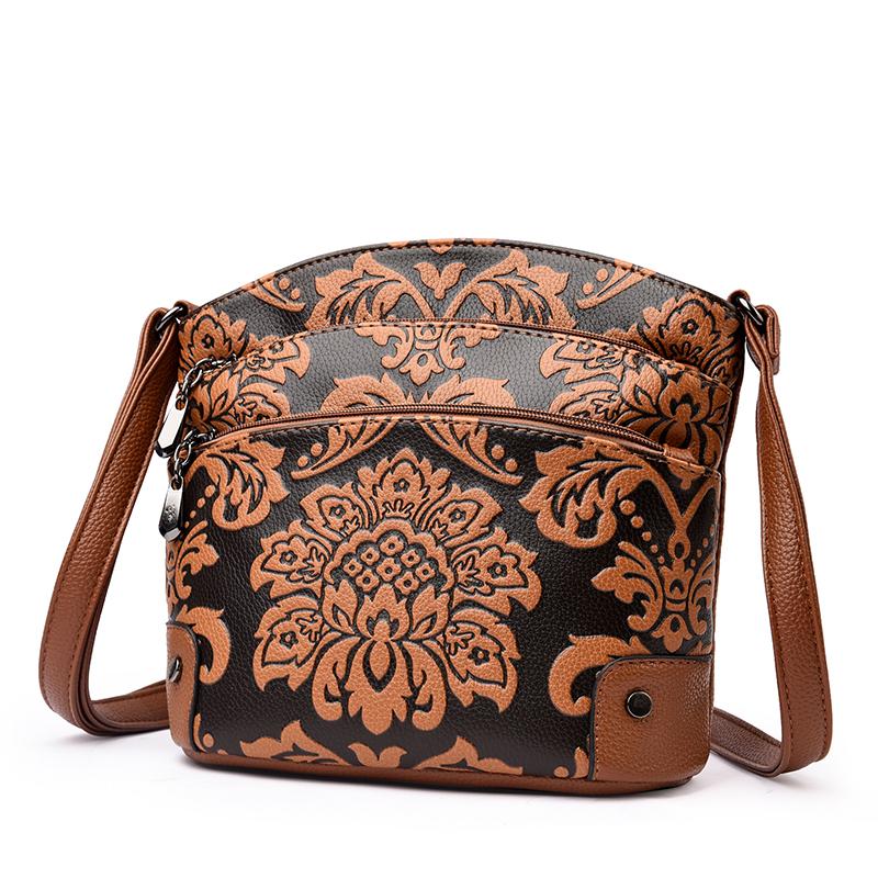 High Quality Leather Multilayer Women Messenger Bag Famous Designer Lady Shoulder Bags Printing Trendy Crossbody Bolsas Sac A