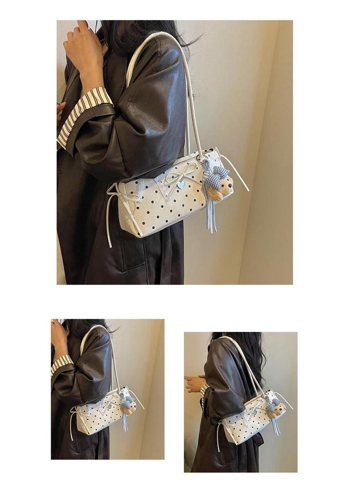 2026 Trendy Women's Polka Dot Bow Single-Shoulder Baguette Bag