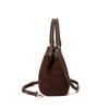 Women's Retro Suede Spliced Leather Tote Bag with Lock, Large Capacity Handbag & Crossbody Bag for Commute