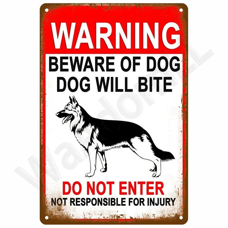 HD Metal Tin Sign Vintage Funny Danger  Warning Wall Decor Retro Shark Skeleton Rottweiler Cat Girls Only Sign for Home Bar Gar