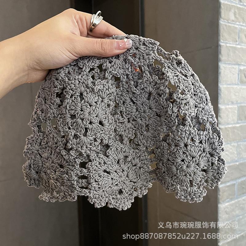 Knitted Floral Pattern Wool Hat For Women Spring Summer Breathable Fashion Accessory