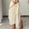 Versatile Layered Asymmetric Lace Skirt - Bohemian Nomadic Style Flowy Drape Midi Skirt