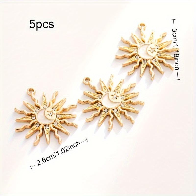 

[Alloy Pendant] 5 Pendants | Sun, Moon, Star Alloy Similar to rhinestones, suitable for necklaces, bracelets, earrings, keychain 5pcs золотой