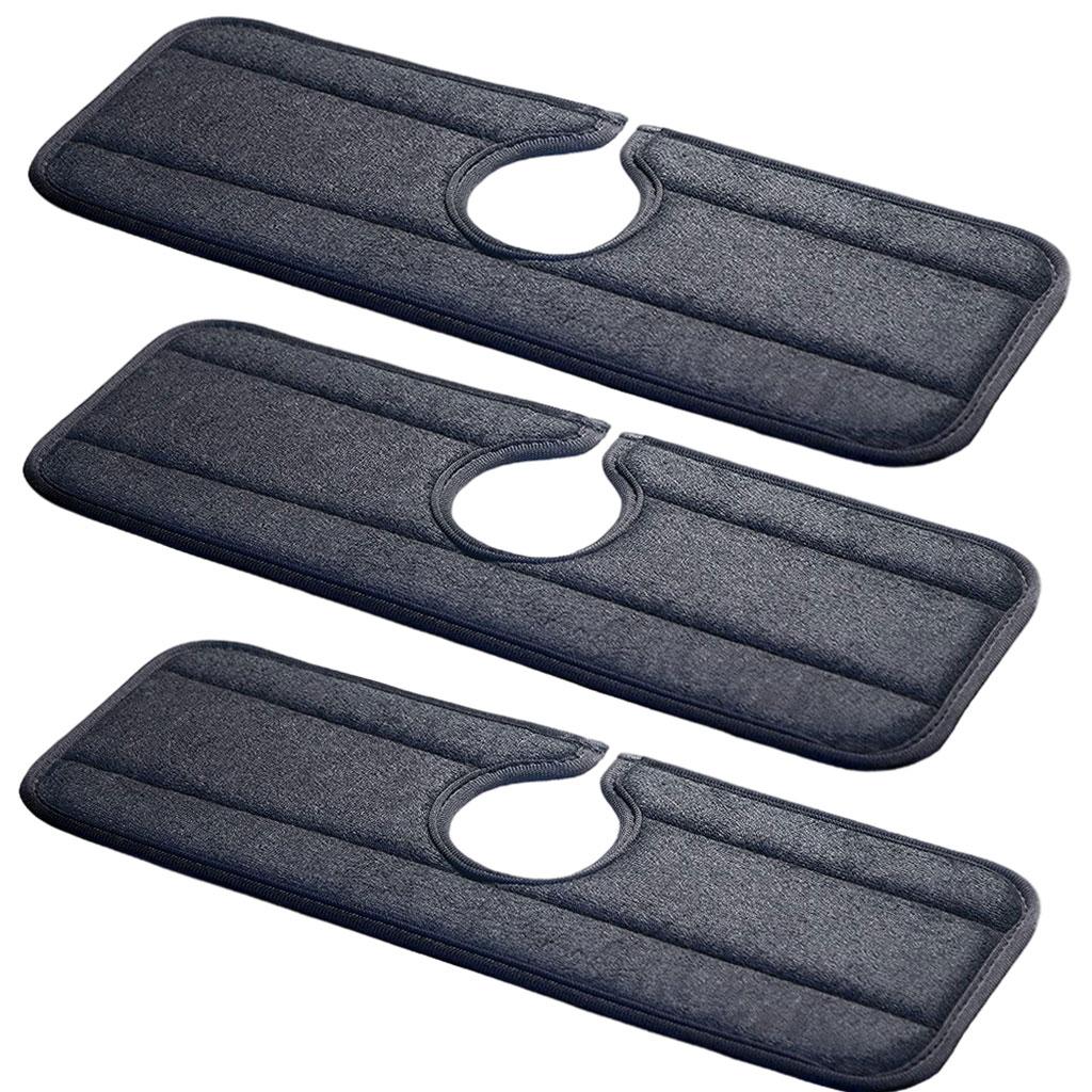 Fiber Kitchen Faucet Absorbent Pad Resuable Sink Splash Guard for Farmhouse Black - 3 Pieces